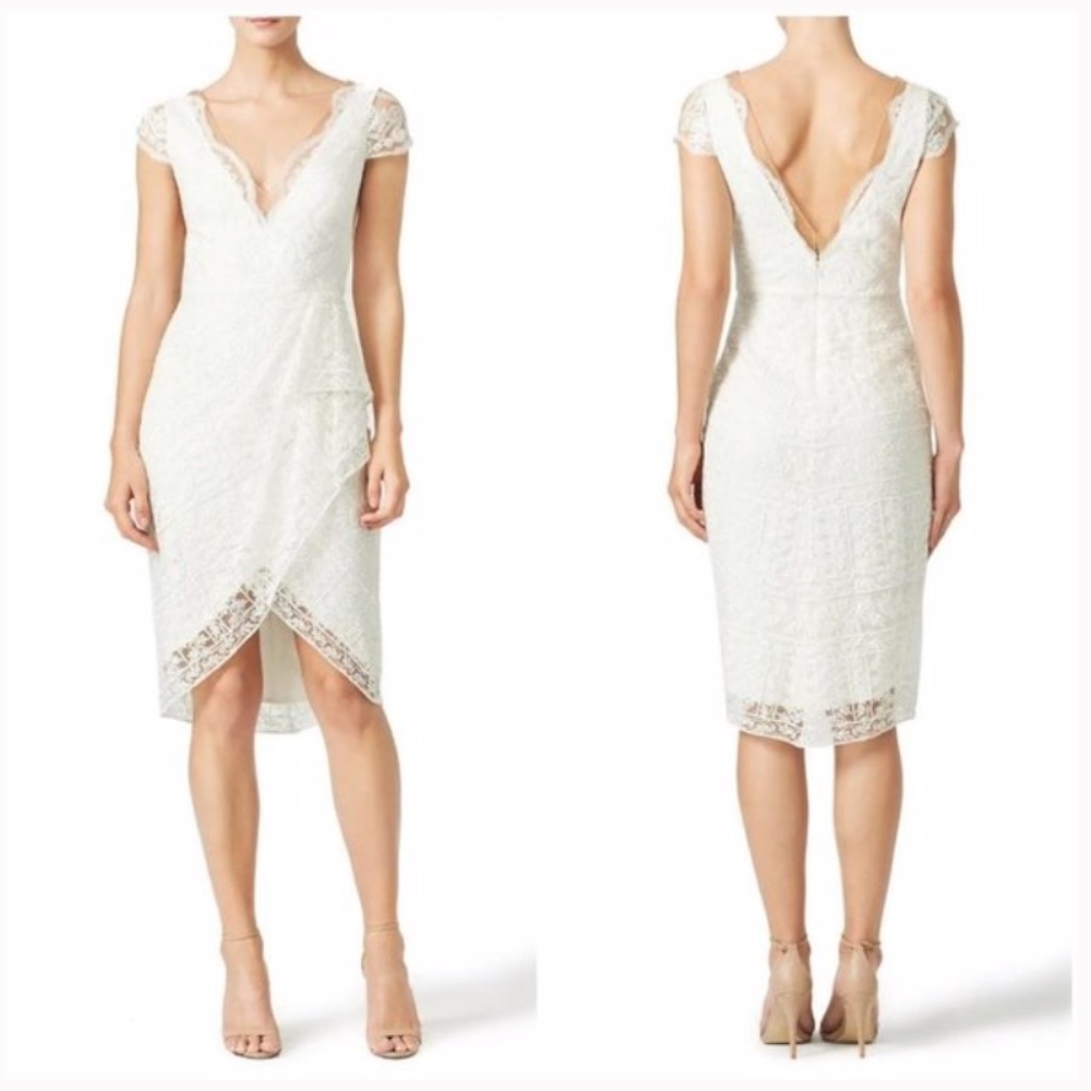 Marchesa Ivory White Lace Sheath Dress Size 4